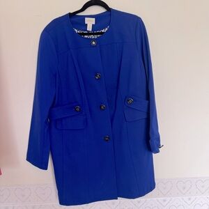 Chico's Royal Blue Long Button Coat